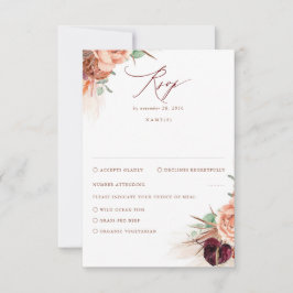 パンパスグラステラコッタブルガンディレッドウェディングRSVP 出欠カード