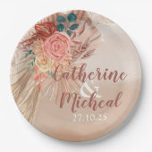 パンパスグラステラコッタボホシック結婚式パーティー ペーパープレート (正面)