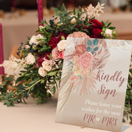 パンパスグラステラコッタボホシック結婚式パーティー 台座サイン