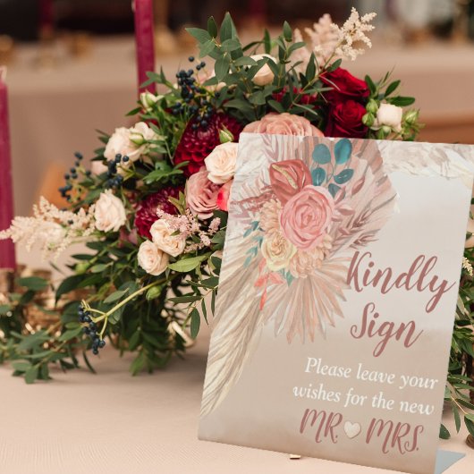 パンパスグラステラコッタボホシック結婚式パーティー 台座サイン