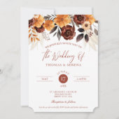 パンパスグラステラコッタラスト秋QRコード結婚ズ 招待状 (正面)