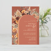 パンパスグラステラコッタ秋ラストQRコード結婚ズ 招待状 (スタンド正面)