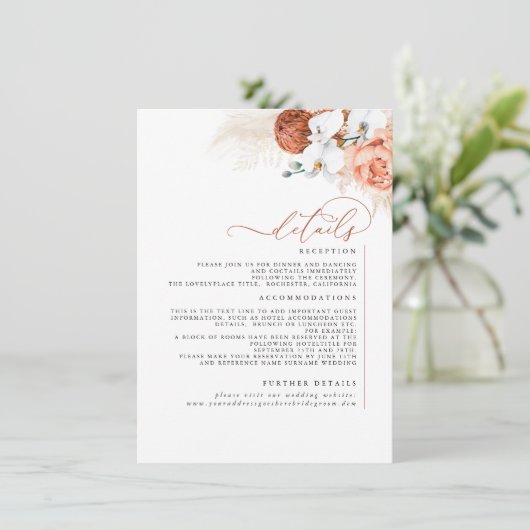 パンパスグラステラコッタ結婚の詳細の囲い エンクロージャーカード (スタンド正面)