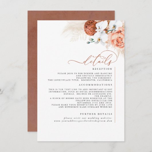 パンパスグラステラコッタ結婚の詳細の囲い エンクロージャーカード (正面/裏面)