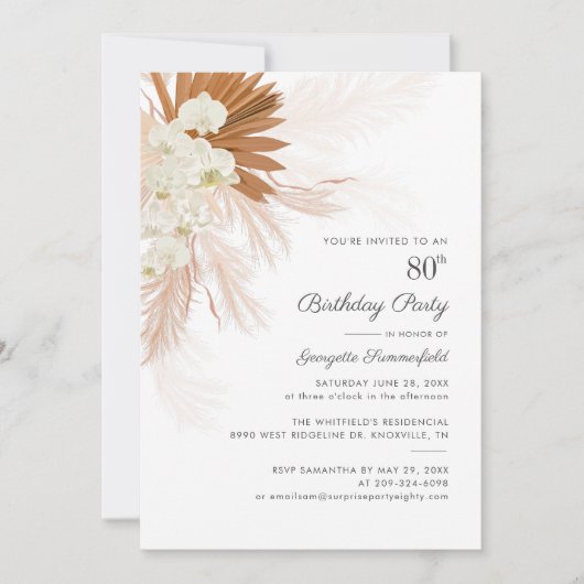 パンパスグラステラコッタ80thバースデーパーティー 招待状 (正面)