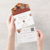 パンパスグラステラコッタQRコード秋秋予算 オールインワン招待状 (貼ってはがせる)