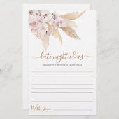 パンパスグラスデイトナイトアイディアブライダルシャワーカード (正面/裏面)