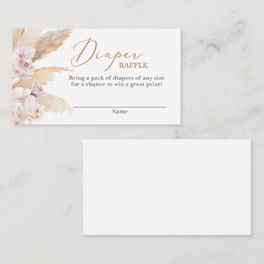 パンパスグラスデザートおむつラッフル エンクロージャーカード (正面/裏面)