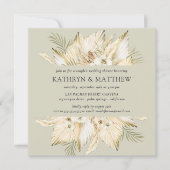 パンパスグラスデザートボホカップルズウェディングシャワー 招待状 (正面)