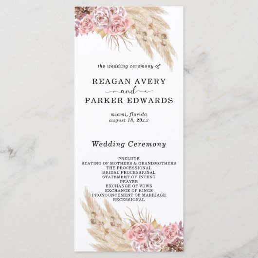 パンパスグラスドライドフローラバラパープル結婚ズ プログラム (正面)