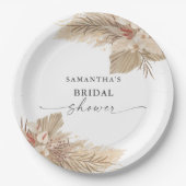パンパスグラスドライパームブライダルシャワー ペーパープレート (正面)
