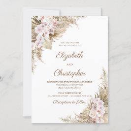 パンパスグラスドライパーム赤面バラオーキッ結婚ド 招待状