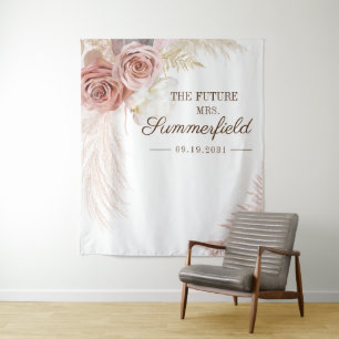 パンパスグラスバックドラコッタブライダルシャワー タペストリー