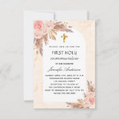 パンパスグラスバラアーチファースト聖餐式 招待状 (正面)