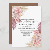 パンパスグラスバラパープル結婚ズ 招待状 (正面/裏面)