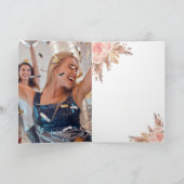 パンパスグラスバラ花模様写真誕生日 サンキューカード (内部)