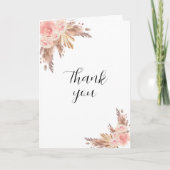 パンパスグラスバラ花模様写真誕生日 サンキューカード (正面)