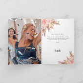 パンパスグラスバラ花模様写真誕生日 サンキューカード (内部)