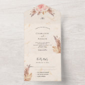パンパスグラスバラ赤面ピンクフローラマーブル結婚ズ オールインワン招待状 (内側)