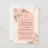 パンパスグラスバラ赤面第一聖餐式 招待状 (正面)