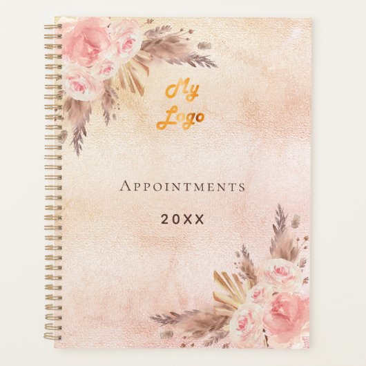 パンパスグラスバラ金ゴールド花ビジネスQRコード プランナー手帳 (正面)