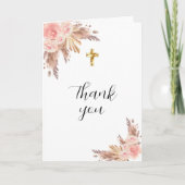 パンパスグラスバラ金ゴールド花模様写真確認 サンキューカード (正面)