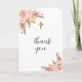 パンパスグラスバラ金ゴールド花模様写真確認 サンキューカード (正面)