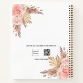 パンパスグラスバラ金ゴールド赤面ピンクフローラ写真 ノートブック (裏面)