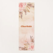 パンパスグラスバラ金ゴールド赤面花模様ボホ名 ヨガマット (正面)