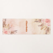 パンパスグラスバラ金ゴールド赤面花模様ボホ名 ヨガマット (正面(横))