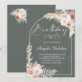 パンパスグラスバースデーパーティーへの招待 招待状 (正面/裏面)