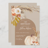 パンパスグラスパンプキン誕生日招待状 招待状 (正面/裏面)