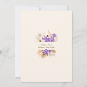 パンパスグラスパープルオーキッド金ゴールドブライダルティーパーティー 招待状 (裏面)