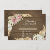 パンパスグラスパームピンクフローラフ素朴ィージ 出欠カード (正面/裏面)