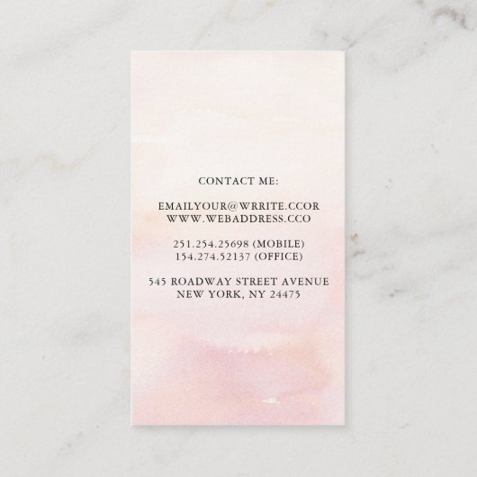 パンパスグラスピンクの花ホワイトオーキッシュシック 名刺 (裏面)