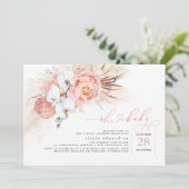 パンパスグラスピンクオーガールベビーシャワー招待状 招待状 (スタンド正面)