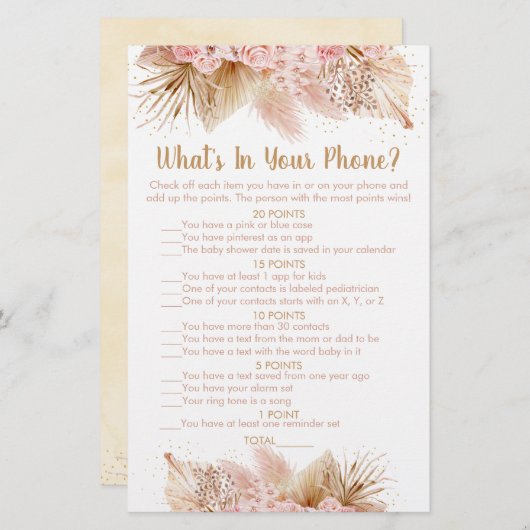 パンパスグラスピンクフローラあなたの電話ゲームの中に何がある (正面/裏面)