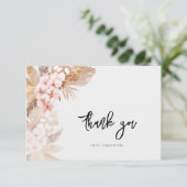 パンパスグラスピンクフローラスクリプトブライダルシャワー サンキューカード (スタンド正面)