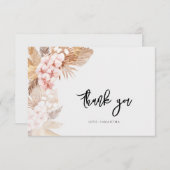 パンパスグラスピンクフローラスクリプトブライダルシャワー サンキューカード (正面/裏面)