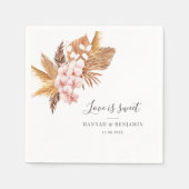 パンパスグラスピンクフローラス結婚クリプト紙 スタンダードカクテルナプキン (正面)