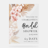 パンパスグラスピンクフローラブライダルシャワー歓迎 アクリルサイン (正面)