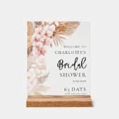 パンパスグラスピンクフローラブライダルシャワー歓迎 アクリルサイン (正面)