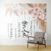 パンパスグラスピンクフローラブライダルシャワー歓迎 タペストリー (インサイチュ(横))