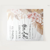 パンパスグラスピンクフローラブライダルシャワー歓迎 タペストリー (正面(横))