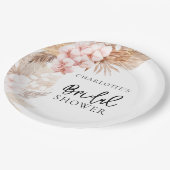 パンパスグラスピンクフローラブライダルシャワー ペーパープレート (アングル)