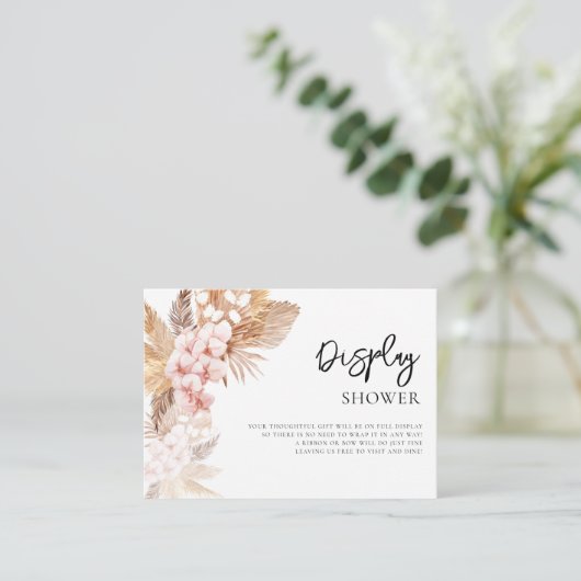 パンパスグラスピンクフローラブライダルディスプレイシャワー エンクロージャーカード (スタンド正面)