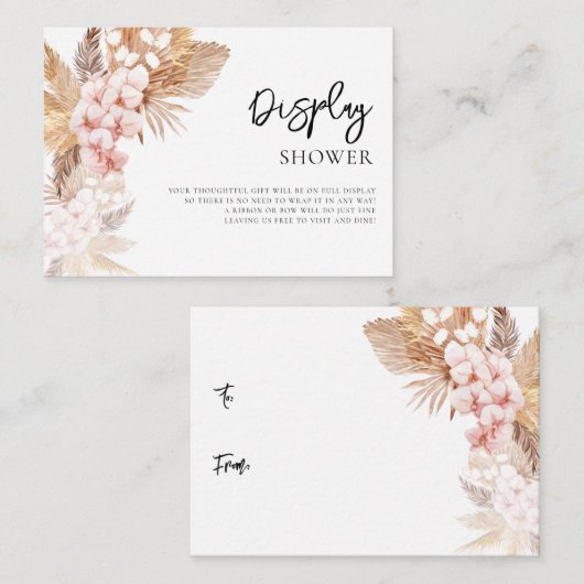 パンパスグラスピンクフローラブライダルディスプレイシャワー エンクロージャーカード (正面/裏面)