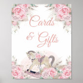 パンパスグラスピンクフローラロッキングホースカードギフト ポスター (正面)