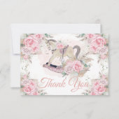 パンパスグラスピンクフローラロッキングホース赤ちゃんシャワー サンキューカード (正面)