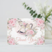 パンパスグラスピンクフローラロッキングホース赤ちゃんシャワー サンキューカード (スタンド正面)